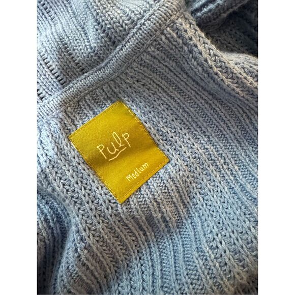 Pulp light blue shawl collar cardigan ribbed texture open front sweater M - Picture 7 of 7